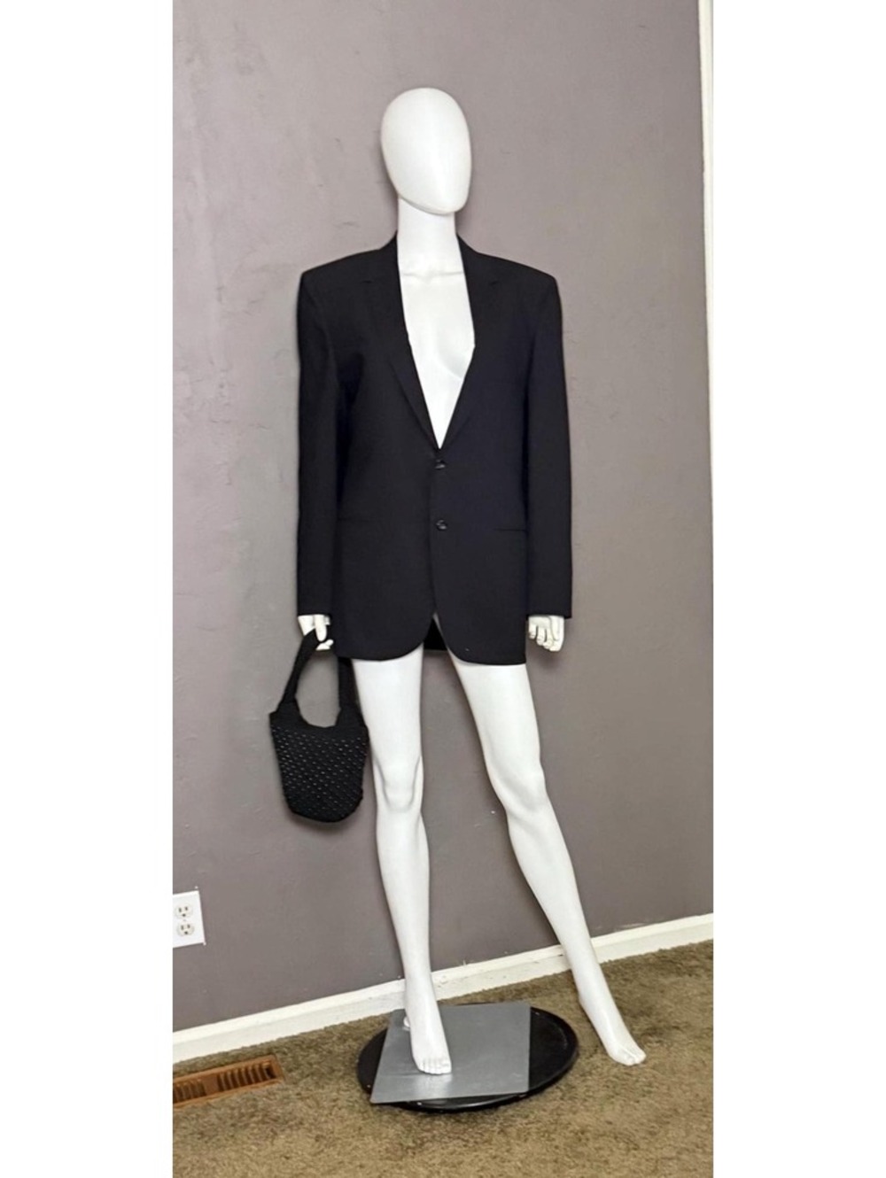 1960's Black Sports Coat Single Breasted Blazer by Roos Atkins